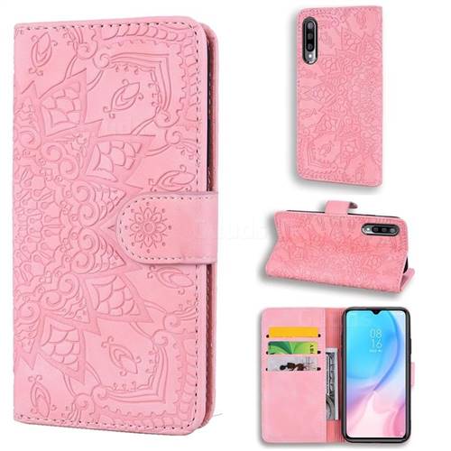 Retro Embossing Mandala Flower Leather Wallet Case for Xiaomi Mi CC9 (Mi CC9mt Meitu Edition) - Pink