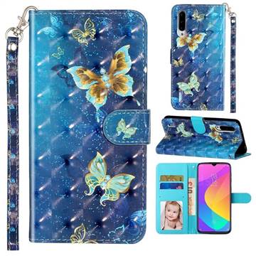 Rankine Butterfly 3D Leather Phone Holster Wallet Case for Xiaomi Mi CC9 (Mi CC9mt Meitu Edition)