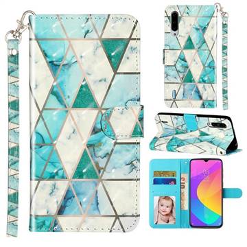 Stitching Marble 3D Leather Phone Holster Wallet Case for Xiaomi Mi CC9 (Mi CC9mt Meitu Edition)