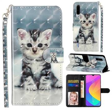 Kitten Cat 3D Leather Phone Holster Wallet Case for Xiaomi Mi CC9 (Mi CC9mt Meitu Edition)