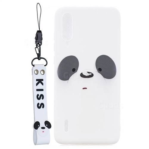 White Feather Panda Soft Kiss Candy Hand Strap Silicone Case for Xiaomi Mi CC9e