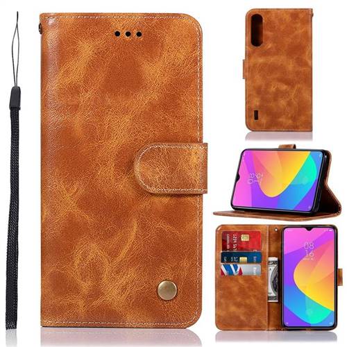Luxury Retro Leather Wallet Case for Xiaomi Mi CC9e - Golden