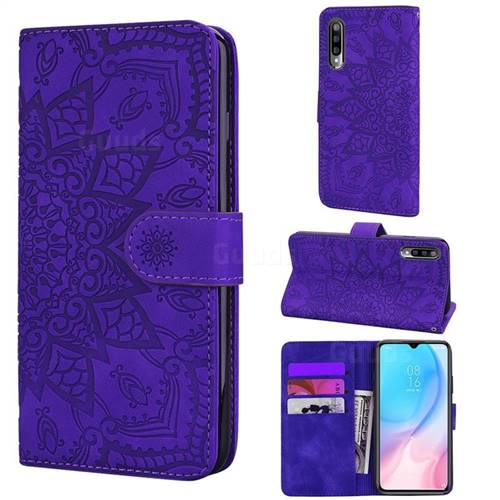 Retro Embossing Mandala Flower Leather Wallet Case for Xiaomi Mi CC9e - Purple