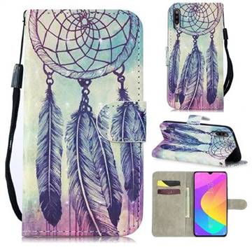 Feather Wind Chimes 3D Painted Leather Wallet Phone Case for Xiaomi Mi CC9e