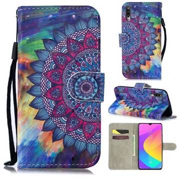 Oil Painting Mandala 3D Painted Leather Wallet Phone Case for Xiaomi Mi CC9e