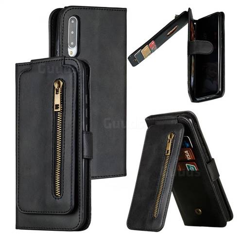 Multifunction 9 Cards Leather Zipper Wallet Phone Case for Xiaomi Mi CC9e - Black
