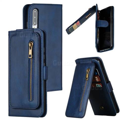 Multifunction 9 Cards Leather Zipper Wallet Phone Case for Xiaomi Mi CC9e - Blue