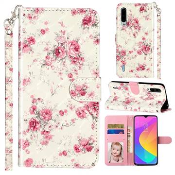 Rambler Rose Flower 3D Leather Phone Holster Wallet Case for Xiaomi Mi CC9e