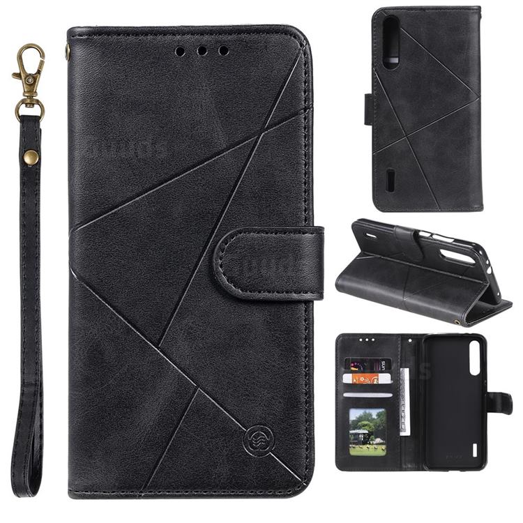 Embossing Geometric Leather Wallet Case for Xiaomi Mi CC9e - Black