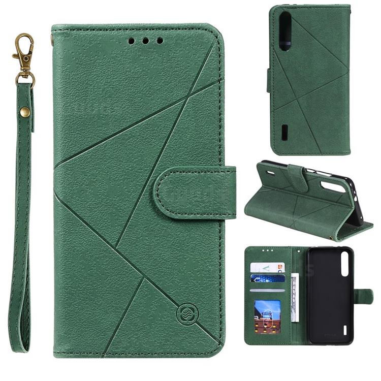 Embossing Geometric Leather Wallet Case for Xiaomi Mi CC9e - Green