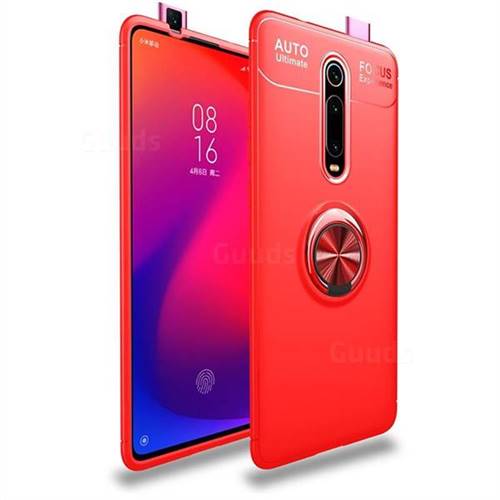Auto Focus Invisible Ring Holder Soft Phone Case for Xiaomi Redmi K20 / K20 Pro - Red