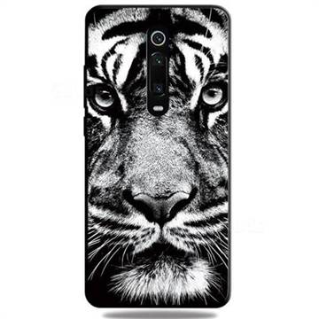 White Tiger 3D Embossed Relief Black TPU Cell Phone Back Cover for Xiaomi Redmi K20 / K20 Pro