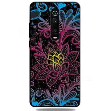 Colorful Lace 3D Embossed Relief Black TPU Cell Phone Back Cover for Xiaomi Redmi K20 / K20 Pro