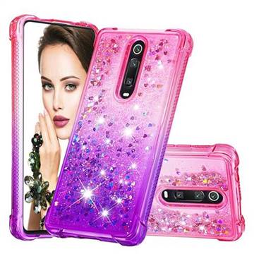 Rainbow Gradient Liquid Glitter Quicksand Sequins Phone Case for Xiaomi Redmi K20 / K20 Pro - Pink Purple