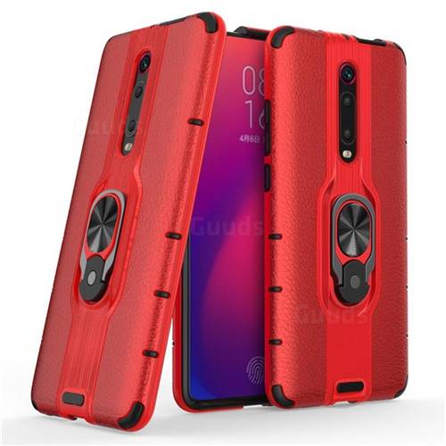 Alita Battle Angel Armor Metal Ring Grip Shockproof Dual Layer Rugged Hard Cover for Xiaomi Redmi K20 / K20 Pro - Red