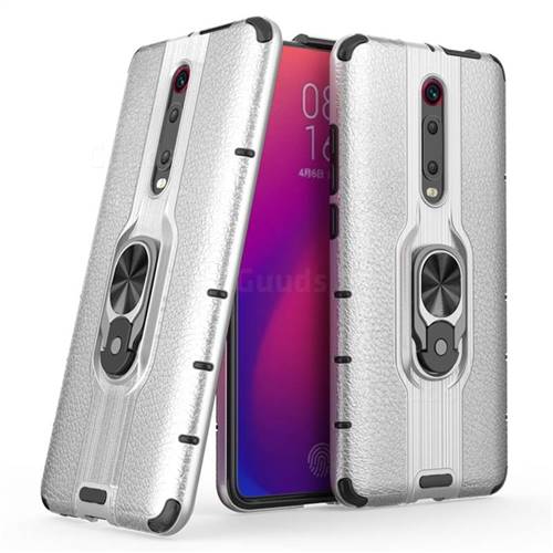 Alita Battle Angel Armor Metal Ring Grip Shockproof Dual Layer Rugged Hard Cover for Xiaomi Redmi K20 / K20 Pro - Silver