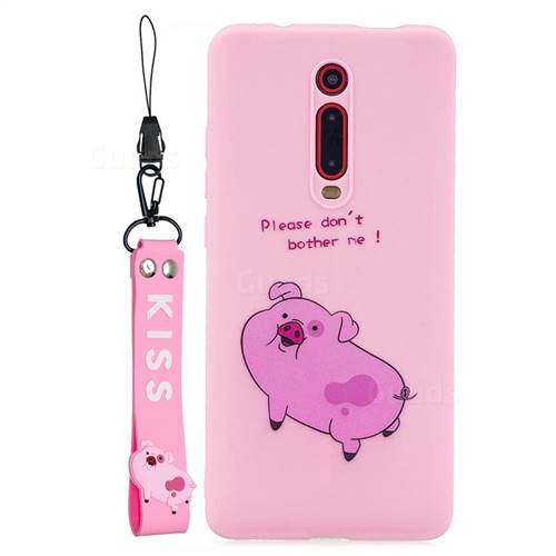 Pink Cute Pig Soft Kiss Candy Hand Strap Silicone Case for Xiaomi Redmi K20 / K20 Pro
