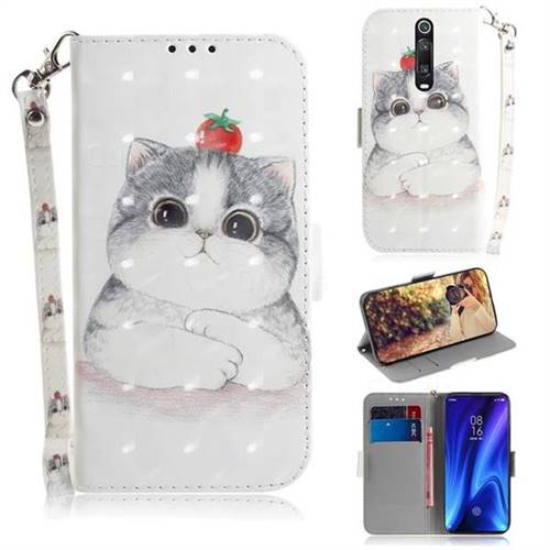 Cute Tomato Cat 3D Painted Leather Wallet Phone Case for Xiaomi Redmi K20 / K20 Pro