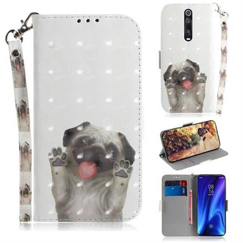 Pug Dog 3D Painted Leather Wallet Phone Case for Xiaomi Redmi K20 / K20 Pro
