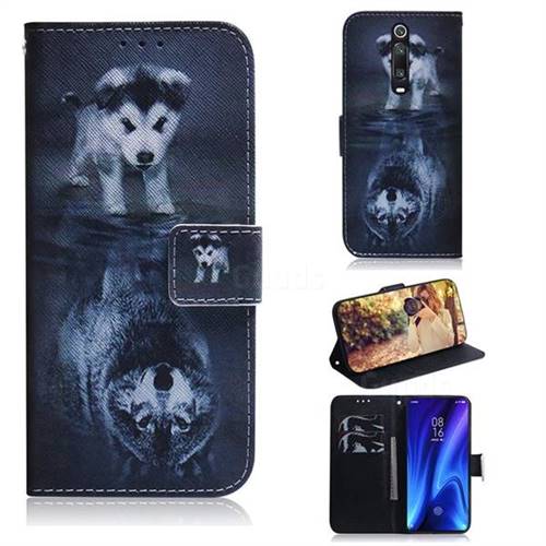 Wolf and Dog PU Leather Wallet Case for Xiaomi Redmi K20 / K20 Pro