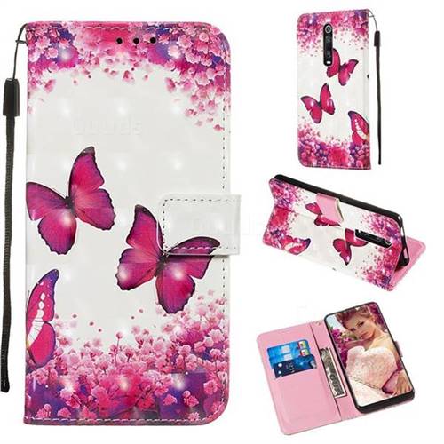Rose Butterfly 3D Painted Leather Wallet Case for Xiaomi Redmi K20 / K20 Pro