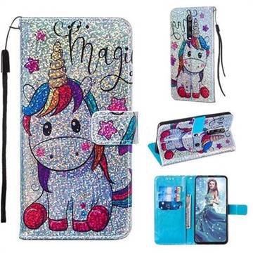 Star Unicorn Sequins Painted Leather Wallet Case for Xiaomi Redmi K20 / K20 Pro