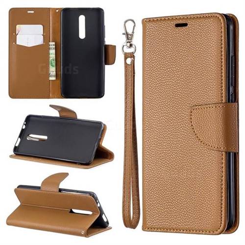 Classic Luxury Litchi Leather Phone Wallet Case for Xiaomi Redmi K20 / K20 Pro - Brown