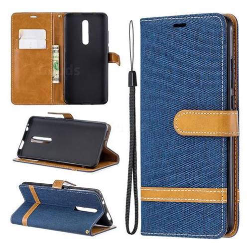 Jeans Cowboy Denim Leather Wallet Case for Xiaomi Redmi K20 / K20 Pro - Dark Blue