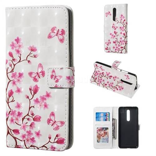 Butterfly Sakura Flower 3D Painted Leather Phone Wallet Case for Xiaomi Redmi K20 / K20 Pro