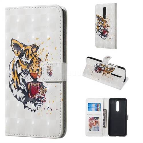 Toothed Tiger 3D Painted Leather Phone Wallet Case for Xiaomi Redmi K20 / K20 Pro