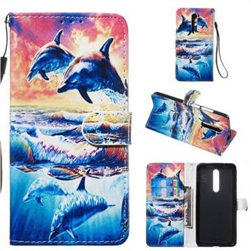 Couple Dolphin Smooth Leather Phone Wallet Case for Xiaomi Redmi K20 / K20 Pro
