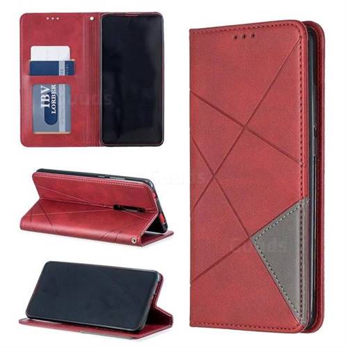 Prismatic Slim Magnetic Sucking Stitching Wallet Flip Cover for Xiaomi Redmi K20 / K20 Pro - Red