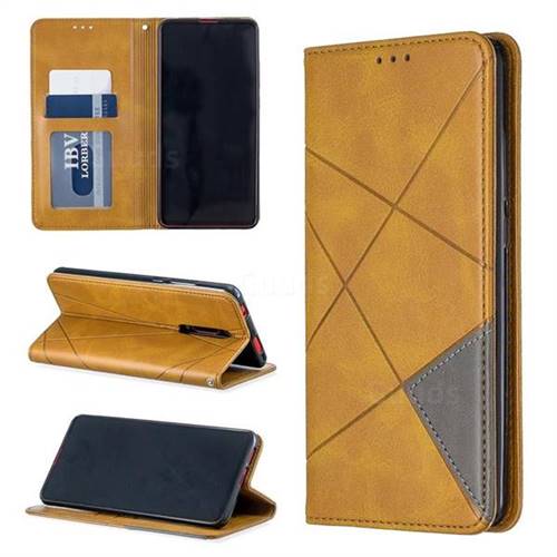 Prismatic Slim Magnetic Sucking Stitching Wallet Flip Cover for Xiaomi Redmi K20 / K20 Pro - Yellow