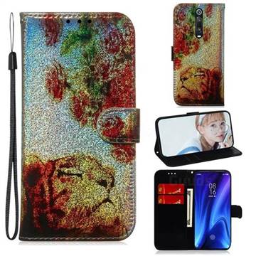 Tiger Rose Laser Shining Leather Wallet Phone Case for Xiaomi Redmi K20 / K20 Pro