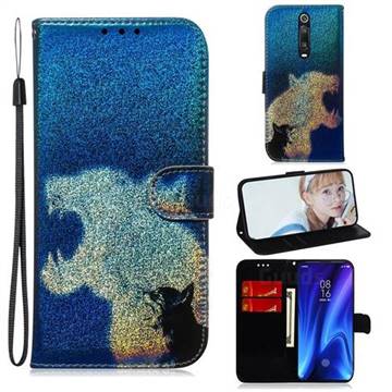 Cat and Leopard Laser Shining Leather Wallet Phone Case for Xiaomi Redmi K20 / K20 Pro