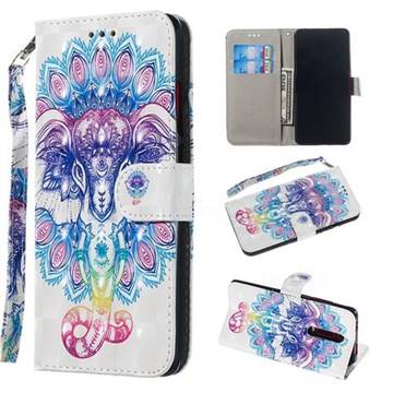 Colorful Elephant 3D Painted Leather Wallet Phone Case for Xiaomi Redmi K20 / K20 Pro