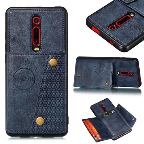 Retro Multifunction Card Slots Stand Leather Coated Phone Back Cover for Xiaomi Redmi K20 / K20 Pro - Blue