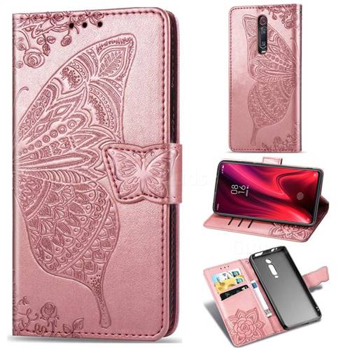 Embossing Mandala Flower Butterfly Leather Wallet Case for Xiaomi Redmi K20 / K20 Pro - Rose Gold