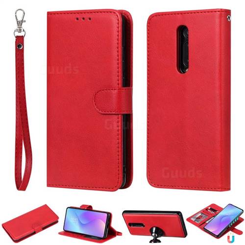 Retro Greek Detachable Magnetic PU Leather Wallet Phone Case for Xiaomi Redmi K20 / K20 Pro - Red