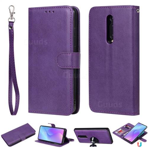 Retro Greek Detachable Magnetic PU Leather Wallet Phone Case for Xiaomi Redmi K20 / K20 Pro - Purple