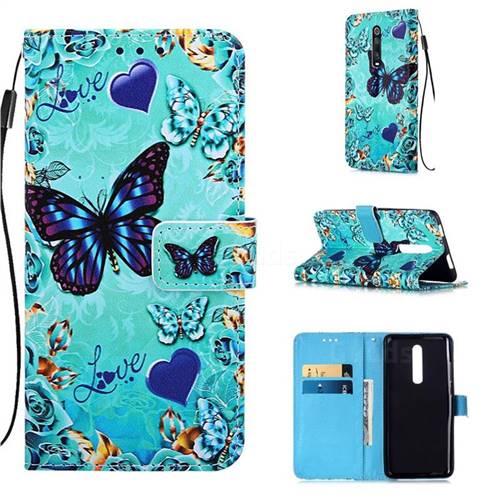 Love Butterfly Matte Leather Wallet Phone Case for Xiaomi Redmi K20 / K20 Pro