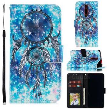 Blue Wind Chime 3D Painted Leather Phone Wallet Case for Xiaomi Redmi K20 / K20 Pro