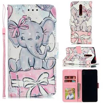 Bow Elephant 3D Painted Leather Phone Wallet Case for Xiaomi Redmi K20 / K20 Pro