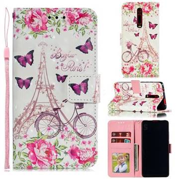 Bicycle Flower Tower 3D Painted Leather Phone Wallet Case for Xiaomi Redmi K20 / K20 Pro