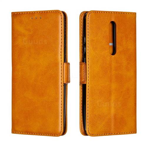 Retro Classic Calf Pattern Leather Wallet Phone Case for Xiaomi Redmi K20 / K20 Pro - Yellow