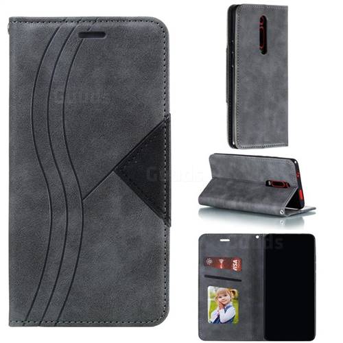 Retro S Streak Magnetic Leather Wallet Phone Case for Xiaomi Redmi K20 / K20 Pro - Gray