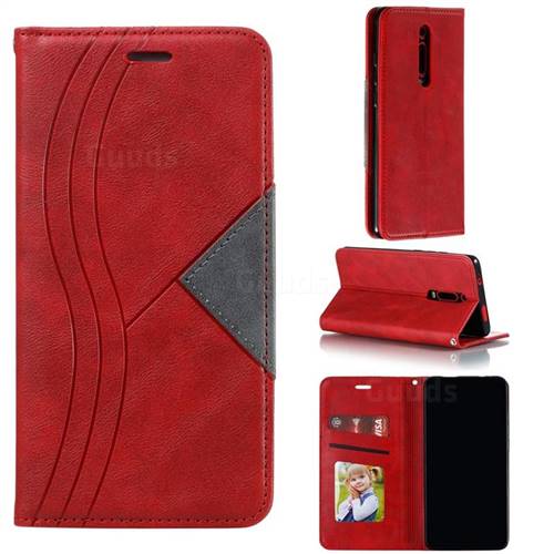 Retro S Streak Magnetic Leather Wallet Phone Case for Xiaomi Redmi K20 / K20 Pro - Red
