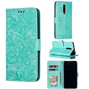 Intricate Embossing Lace Jasmine Flower Leather Wallet Case for Xiaomi Redmi K20 / K20 Pro - Green