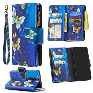 Golden Butterflies Binfen Color BF03 Retro Zipper Leather Wallet Phone Case for Xiaomi Redmi K20 / K20 Pro