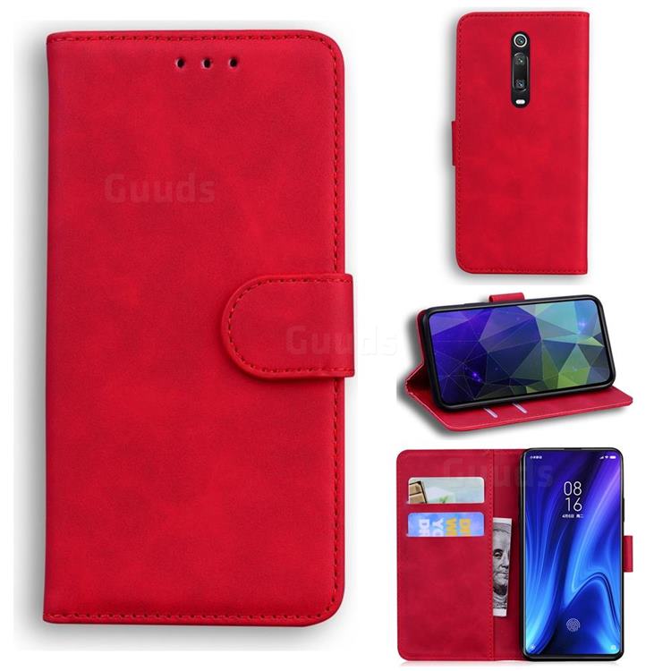 Retro Classic Skin Feel Leather Wallet Phone Case for Xiaomi Redmi K20 / K20 Pro - Red